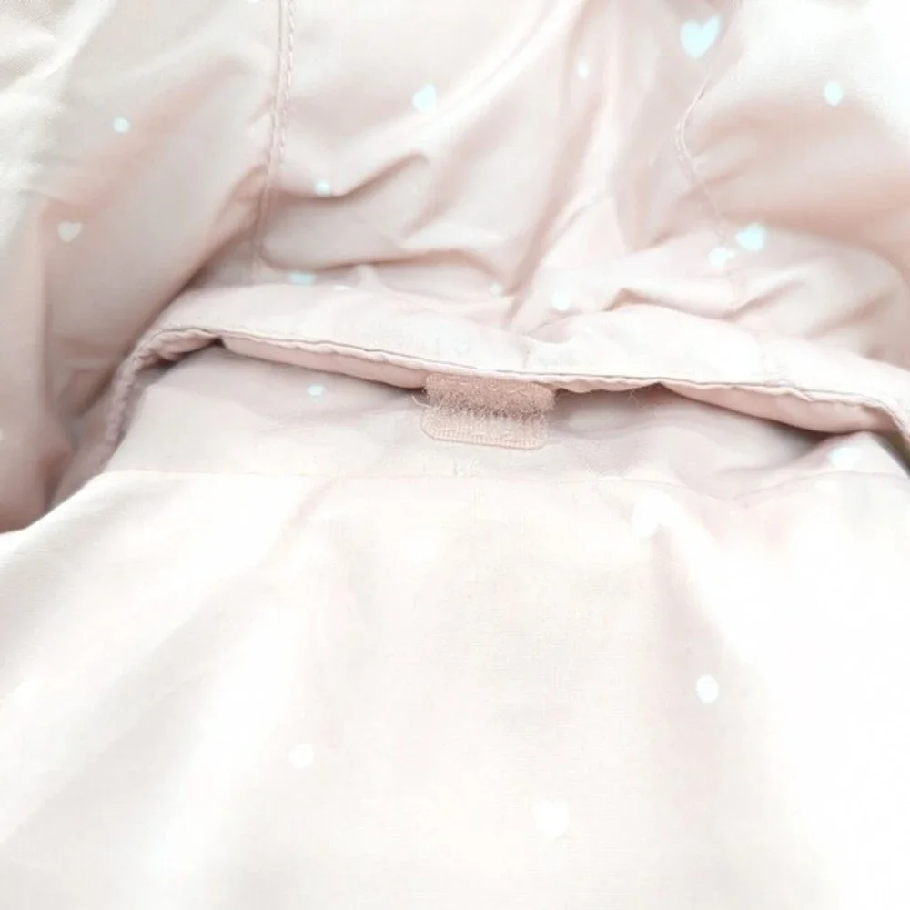 H&M Water Repellent Pink with Polka Dots Snowsuit Fleece Lined Baby Size 9-12mo
